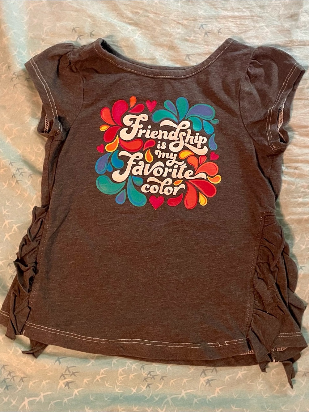 Cat & Jack Brown Short-Sleeve Tee with Colorful Friendship Graphic